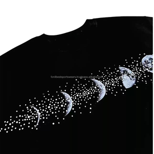 Camiseta de Manga Corta para Hombre, Cuello Redondo, Negra, Corte Regular, Algodón Jersey, Diseño Liso Teñido, Tejido Transpirable, Ecológico, 300g - Product Image 3