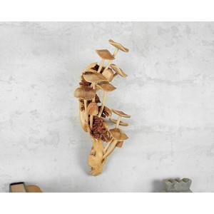 Fabuleuse sculpture murale en bois en forme de champignon, faite à la main, décoration rustique, art pour salon, forme irrégulière, artisanat en bois - Product Image 2