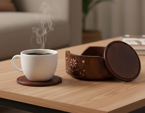 Premium Wooden <b>Coaster</b> Set of 6 for Dining <b>Table</b> Mango Wood Tea <b>Coaster</b> Set for Coffee <b>Table</b> Decor <b>Coasters</b> for Dining <b>Table</b> - Product Image 3