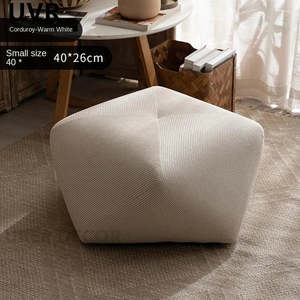 Puf de cubo contemporáneo otomano geométrico de pana moderna Milo para decoración de sala de estar y salón - Product Image 2