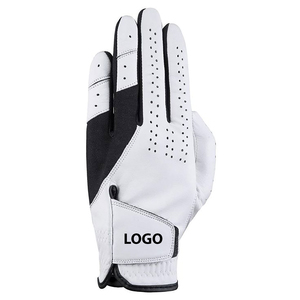 Gant de golf en cuir véritable blanc avec fermeture auto-agrippante noire pour main droite, unisexe - Product Image 2