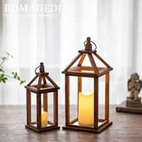 Set aus 2 Luxuriösen Rustikalen Holzlaternen Dekorativer Kerzenhalter Handgefertigt Individuelle Form Weihnachten Hochzeit Heim-Dekor Innenbereich