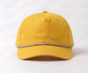 Gorra de Cuerda de Algodón Amarilla Unisex, Ajustable, con Ribete de Cuerda, Estilo Casual, para Primavera/Verano, para Adultos - Product Image 1