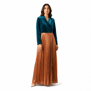 Vestido Abaya Recto de Terciopelo Plisado Premium, Estilo Dubái, Elegante, Islámico, Maxi Kaftan, Modesto, para Fiesta |   Lujo - Product Image 1