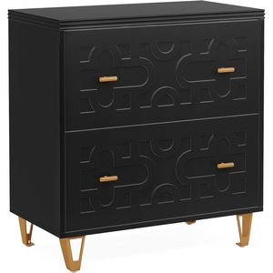 Armoire de classement latérale moderne noire et dorée à 2 tiroirs pour bureau à domicile - Product Image 3