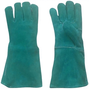 Gants en cuir de vachette marron fendu avec protection anti-chaleur et réfléchissante en latex pour le soudage par étincelage et les travaux industriels de barbecue - Product Image 2
