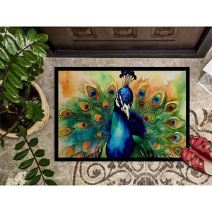 Paillasson Paon Antidérapant Lavable à Poils Courts pour Intérieur/Extérieur, Tapis d'Entrée 24H x 36L pour Porte d'Entrée - Product Image 3