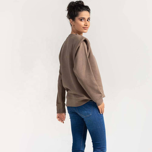 เสื้อกันหนาวสวมหัวโอเวอร์ไซส์สำหรับผู้หญิง, ผ้าฝ้าย100% มีฮู้ดปักลายน้ำหนักเบาสำหรับฤดูหนาว - Product Image 5