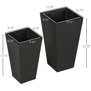 Set di 2 Vasi Neri in MgO con Drenaggio per Esterni, Ideali per Ingresso, Patio, Giardino (non per Cappotti da Donna) - Product Image 3
