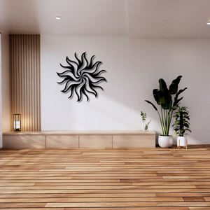Sculpture murale en métal moderne abstraite en forme de soleil en spirale, silhouette de soleil tribal découpée au laser, pour la maison, le jardin, le salon - Product Image 4