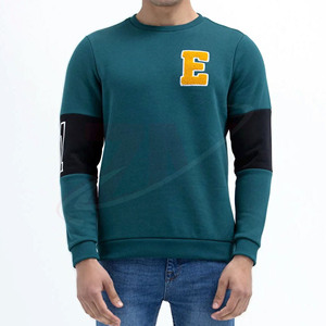 Suéter de Punto Verde para Hombre, Cuello Redondo, Letra E Bordada, Sudadera Informal de Corte Regular, Ropa de Otoño, Impresión de Logotipo Personalizado - Product Image 1