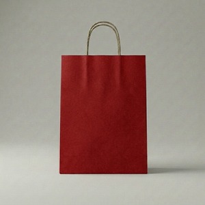 Custom Printed Recyclable <b>Red</b> Kraft <b>Paper</b> Packaging Bag with Twisted Handle Classic Style - Product Image 3