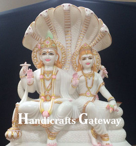 หินอ่อนสีขาวบริสุทธิ์พระนารายณ์ลักษมีประติมากรรม - Product Image 4
