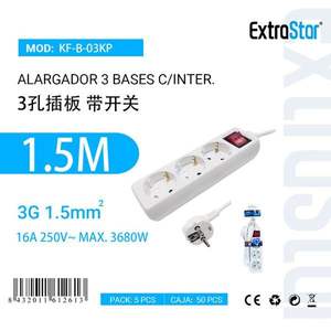 Multiprise 3 prises avec interrupteur 1,5 m pour appareils électroménagers - Interconnexion de base - Product Image 3