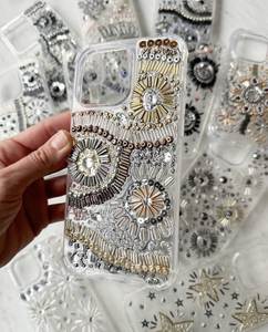 Funda de teléfono artesanal con cuentas de abeja y panal, cubierta trasera protectora de cristal con cuentas para móvil - Product Image 5