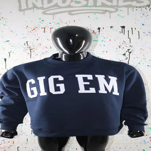 Sudadera GIG EM BLUE con cuello alto 100% BLANCA, sudadera con cuello ancho y bordado aplicado, CLUSH SPORTS - Product Image 1