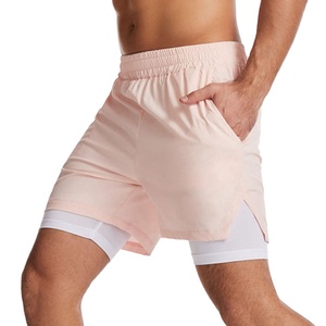Shorts de sport pour hommes de haute qualité, respirants, à séchage rapide, avec cordon de serrage, taille mi-haute, motif uni, écologiques - Product Image 1