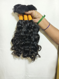 Raw Unprocessed Remy <b>Hair</b> Indian Bulk <b>Hair</b> and Machine Double Weft <b>Hair</b> Bundles Kinky Curly texture 20"Inches High Quality <b>Hairs</b> - Product Image 5