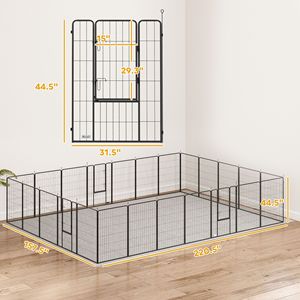 Recinto per Animali Domestici Bloccabile da Interno/Esterno, 24 Pannelli, 113 cm Altezza, Forma Fai-da-te, Colore Nero Solido - Product Image 3