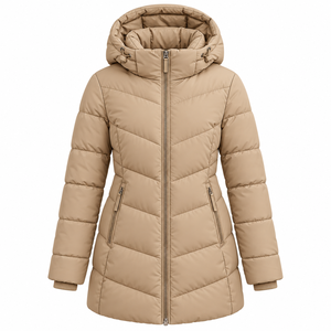 Chaqueta Acolchada Personalizable de Moda Urbana para Mujer, con Frente de Lona, Impermeable, Transpirable, Cortavientos y con Capucha para Invierno - Product Image 2