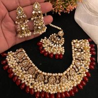 Collier ethnique de luxe en acier inoxydable plaqué or, style indien, avec perles, pour mariages et fiançailles, parure de mariée tendance