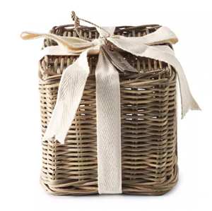 Woven Rattan Gift <b>Box</b> <b>Christmas</b> Ornament with Ribbon Bow, Handmade Natural Festive Hanging Figurine for Winter <b>Tree</b> - Product Image 3