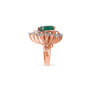 Étoile Statement Diamond <b>Ring</b> Luxury Pear Cut Emerald <b>Green</b> Gemstone Double Halo Diamond <b>Ring</b> in Rose Gold Elegant Bridal <b>Ring</b> - Product Image 3