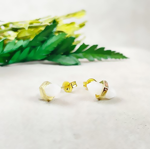 Pendientes de Plata de Ley 925 con Piedra Lunar Arcoíris de Doble Punta, 11x5mm |   Pendientes de Moda para Mujer Chapados en Oro al por Mayor - Product Image 1