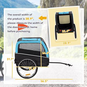 Rimorchio per Bicicletta per Cani con Ruote da 20 Pollici, Sgancio Rapido, Riflettori e Bandiera, Trasportino per Animali - Product Image 3