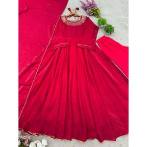 Vestido Anarkali de diseñador para mujer con Pent y Dupatta Val Moti Work para ropa de fiesta - Product Image 5