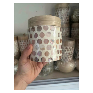 Premium Quality Mother of Pearl <b>Bamboo</b> Jar <b>Bamboo</b> Storage <b>Container</b> with Natural Shell Decoration - Product Image 6