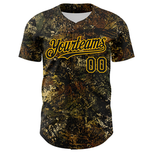OEM Custom Camo Baseball Jersey Full Button 100% Polyester Short Sleeve Breathable Unisex - Product Image 6