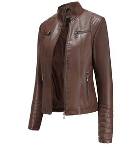 Veste en cuir sur mesure pour femme, style motard vintage, en cuir PU premium respirant, vêtement d'extérieur tendance pour l'hiver, moto - Product Image 4