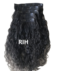 Solo donante 100% Crudo Sin procesar Cutícula Alineada Longitud larga 200 Gramos Remy Humano Natural Rizado Clip Wave Wefted Bundle - Product Image 3