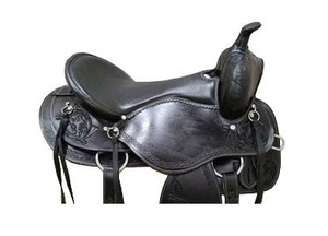 Silla de montar western DD de cuero negro para barril, con asiento suave y grabado a mano, para conjunto de aparejos de equitación - Product Image 3