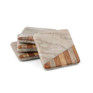 Sous-verres modernes en marbre naturel, écologiques, durables, lavables, accessoires pour boissons en pierre - Product Image 5