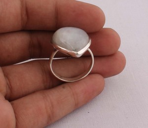 Wholesale 925 Sterling Silver Natural Rainbow <b>Moonstone</b> <b>Ring</b> Fire Blue Iridescent Gemstone <b>Ring</b> Jewelry Supplier Artisan - Product Image 3