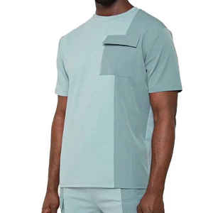 Ensemble T-shirt et short d'été pour homme, décontracté, sport, manches courtes, tricoté en polyester, imprimé avec motif en relief - Product Image 2