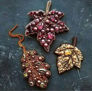 Bohemian Style Embroidery Beaded Brooch Handmade Artisan Fashion Accessory - Product Image 6