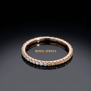 Anillo de Diamantes Color Oro Rosa, Banda de Eternidad con Piedras Mixtas, Joyería de Boda para Mujer - Product Image 1