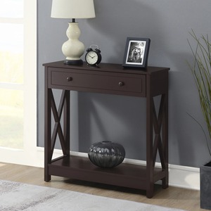 Mesa de Sofá Rectangular Pequeña de Hierro, Estilo Moderno Rústico, con Espejo, Convertible, con Cajón de Almacenamiento, para Entrada, Hotel, Sala de Estar - Product Image 4