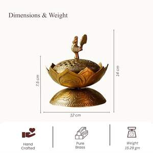 เตาเผากำยานโลหะคุณภาพพรีเมียม งานฝีมือประณีต ฐานมั่นคง ออกแบบมาเพื่อการตกแต่งภายในที่ทันสมัยและสง่างาม เหมาะสำหรับพิธีกรรมทางศาสนาแบบอินเดีย - Product Image 4