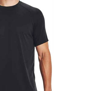 T-shirt de sport noir personnalisé pour homme |   Haut de sport en polyester tricoté, séchage rapide, pour entraînement athlétique |   Vente en gros - Product Image 5
