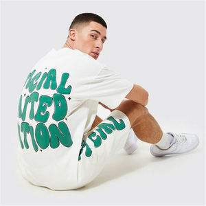 Conjunto Deportivo de 2 Piezas de Algodón Personalizado al por Mayor, Unisex, Camiseta y Pantalones Cortos de Verano para Hombre, Transpirable - Product Image 3