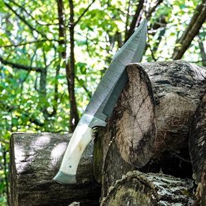 Custom Handmade Camping/Hunting Bowie <b>Knife</b> Straight Edge Damascus Steel <b>Bone</b> <b>Handle</b> 3mm Clip Point Non-Adjustable DIY 15inch - Product Image 5