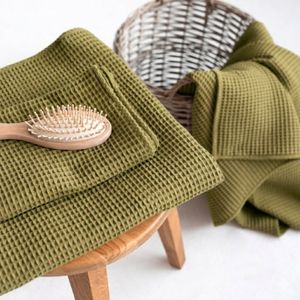 Serviette de bain en coton 100% à texture gaufrée Clay Essence, douce, absorbante, séchage rapide, serviette de spa de luxe - Product Image 2