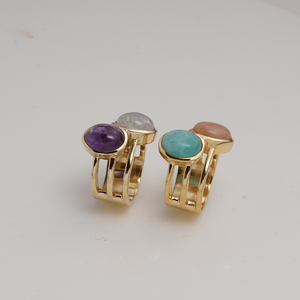Green Pink Amazonite Double Stone Brass Classic Modern Handmade Elegant Designer <b>Statement</b> <b>Ring</b> for Women - Product Image 4