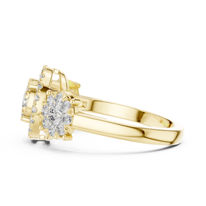 Anillo de lujo chapado en oro amarillo/rosa/blanco con rodio, engaste halo a presión, para uso diario, boda o novia, con acento de piedra lunar para mujer - Product Image 4