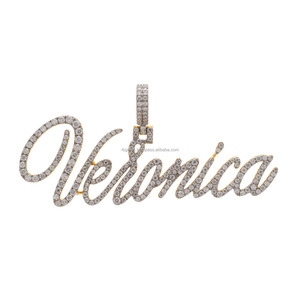<b>Rapper</b> Iced Fine Luxury Pendants Charms Hip Hop Gold Plated Custom Name High Quality IGI Certified Unisex VVS Moissanite Pendant - Product Image 1