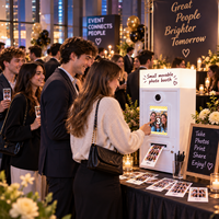 Photo Booth Mini Portabel dengan Printer Terintegrasi, Kompatibel dengan SLR/Smartphone, Cetak Instan, Kios Layanan Mandiri untuk Acara Retail, Berbahan Metal